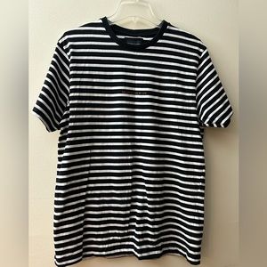 Denim and Flower Black and White Striped Tee Size Large
